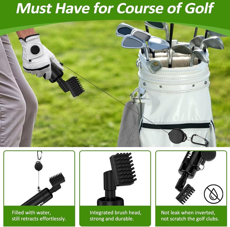 nabobt Golf Towel and Brush Set, Premium Golf Towel(16x16 inch) & Club Brush Cleaner with Retainer Clip and Squeeze Water Bottle, Essentials Golf Accessories for Men - Image 4